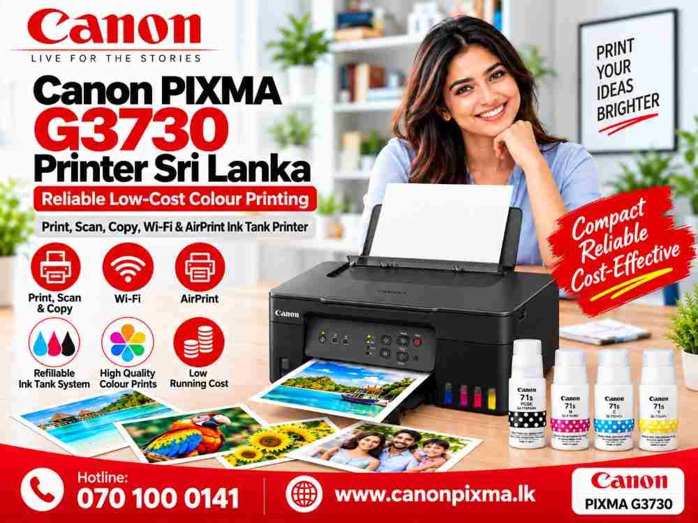 Canon PIXMA G3730 Printer Sri Lanka Price. Print, Scan, Copy, Wifi, AIrprint Support 